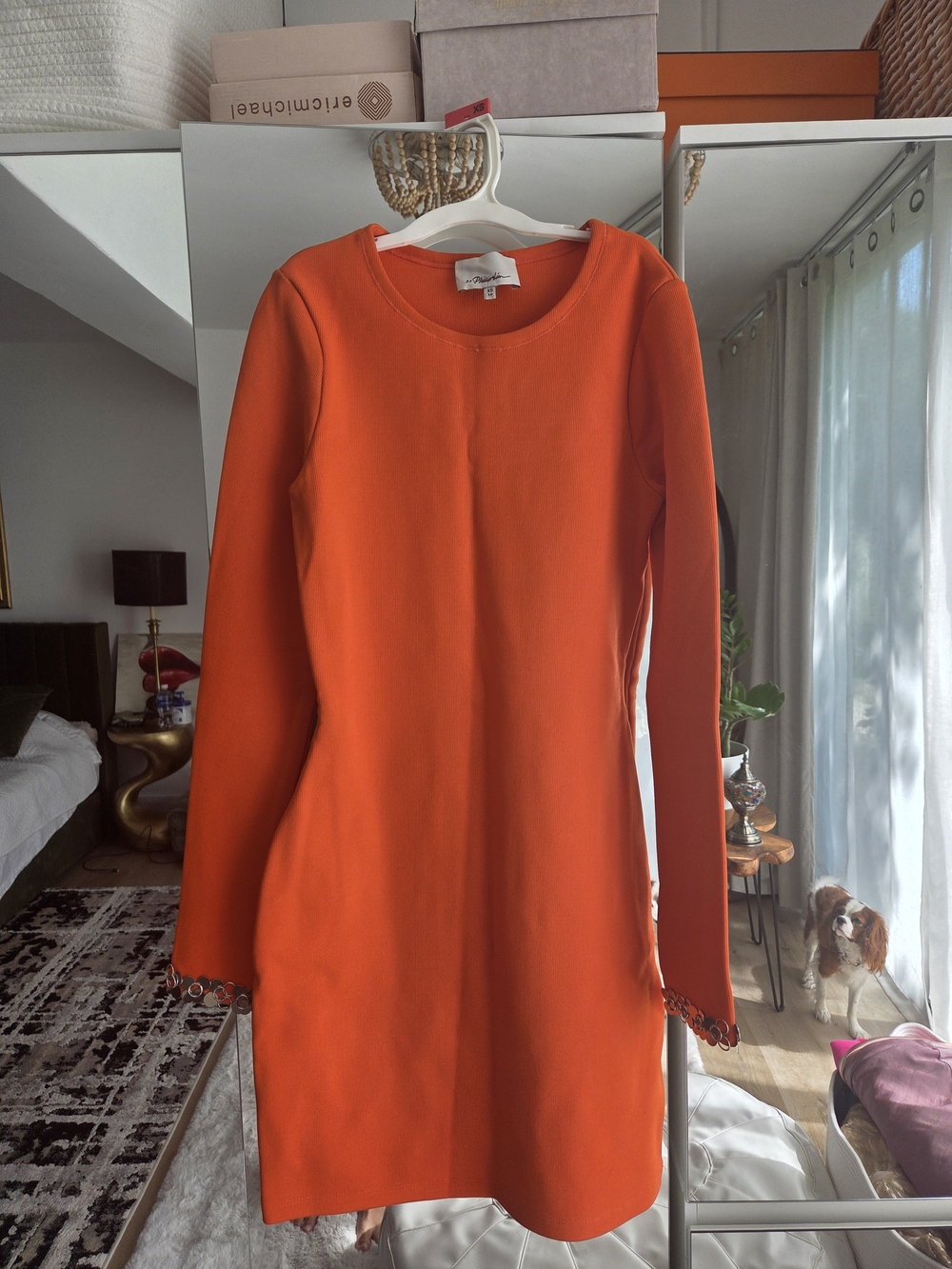 Phillip Lim Orange Long-Sleeve Mini Dress